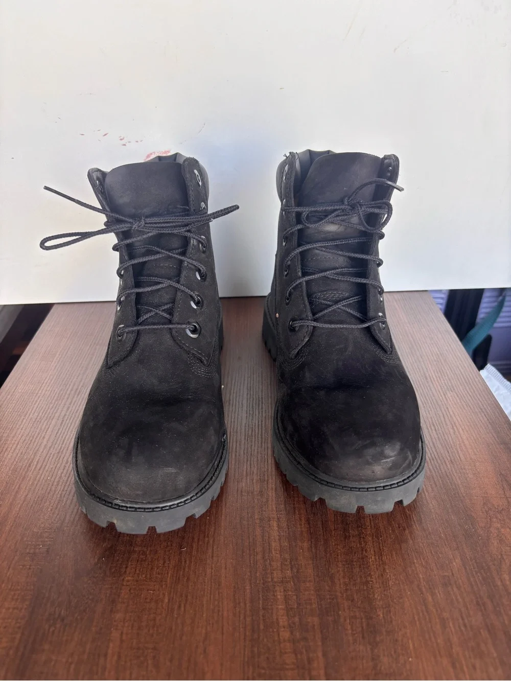 Youth Timberland’s Black Suede Lace-Up Work Boots